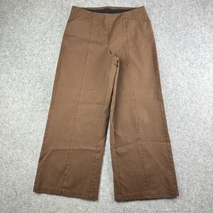 Old Navy Pull On Pixie Wide Leg Pants Womens L Brown High Rise Stretch Pockets
